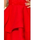 205-1 LAURA podwójnie rozkloszowana sukienka z koronkową górą - CZERWONA