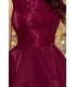 205-2 LAURA podwójnie rozkloszowana sukienka z koronkową górą - BORDOWA