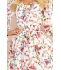 305-1 ZOE zwiewna szyfonowa sukienka z dekoltem - KOLOROWE KWIATY na jasnym tle