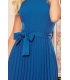 311-4 LILA Plisowana sukienka z krótkim rękawkiem - kolor MORSKI